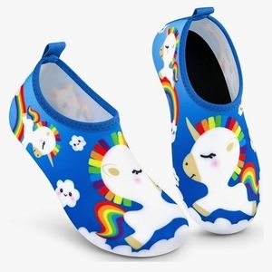 NWT Sz 8 to 8.5 water shoes unicorns and rainbows unisex toddler